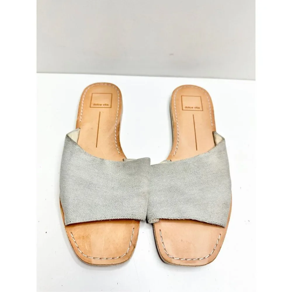 Dolce Vita Sandals Womens Size 8‎ Blue Denim Slip On Slides Open Toe